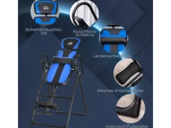 HOMCOM Fitnessgeräte|Inversionsbank Klappbar ABS Metall 132 x 71 x 145 cm Schwarz Blau