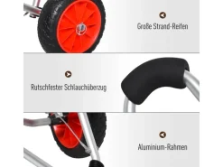 HOMCOM Wassersport|Kajakwagen Bootswagen Aluminum PU Silber 75L x 43B x 46H cm