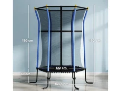 HOMCOM Trampoline|Kids Trampoline Stahl Kunststoff Ø163,5 x H190 cm