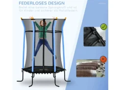 HOMCOM Trampoline|Kids Trampoline Stahl Kunststoff Ø163,5 x H190 cm