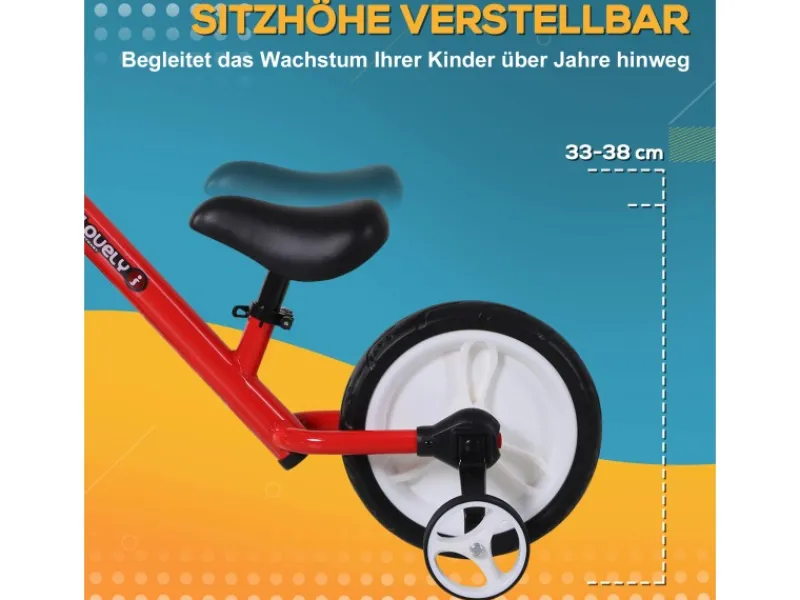 Kinder Laufrad mit Stützrädern und Pedalen*HOMCOM Outlet