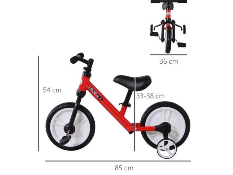 Kinder Laufrad mit Stützrädern und Pedalen*HOMCOM Outlet