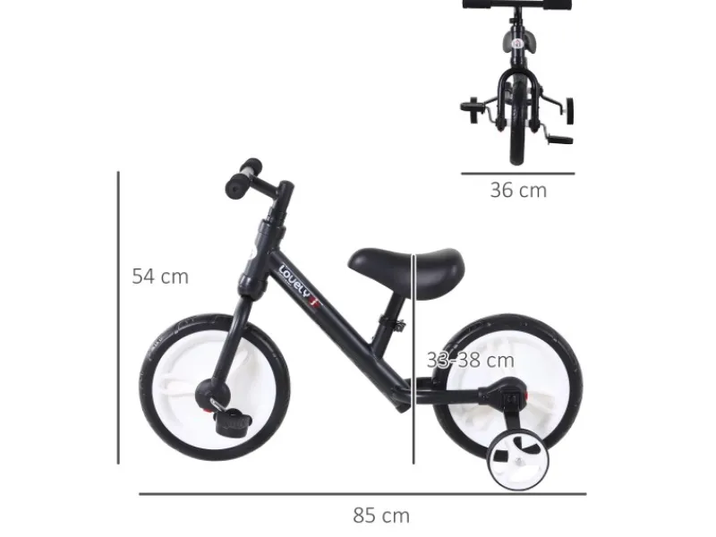 HOMCOM Fahrräder|Kinderfahrrad 2-in-1 mit Stützrädern und Pedalen