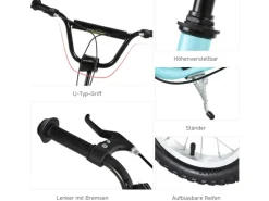 HOMCOM Quads|Motorroller|Kinderroller Höhenverstellbar Tretroller mit 12 Zoll Luftreifen