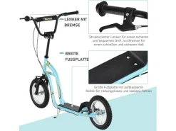 HOMCOM Quads|Motorroller|Kinderroller Höhenverstellbar Tretroller mit 12 Zoll Luftreifen