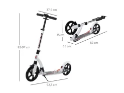 Kinderscooter mit Stoßdämpfung Klappbar Aluminium Weiß 92,5x37,5x82-97cm*HOMCOM Discount
