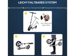 Kinderscooter mit Stoßdämpfung Klappbar Aluminium Weiß 92,5x37,5x82-97cm*HOMCOM Discount