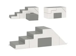 HOMCOM Gartenspielgeräte|Kinder-Softplay-Set Kunstleder Schaumstoff Grau 147L x 49B x 47H cm