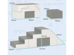 HOMCOM Gartenspielgeräte|Kinder-Softplay-Set Kunstleder Schaumstoff Grau 147L x 49B x 47H cm