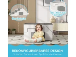 HOMCOM Gartenspielgeräte|Kinder-Softplay-Set Kunstleder Schaumstoff Grau 147L x 49B x 47H cm