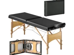 Massageliege Kunstleder Holz 215L x 70B x 61-86H cm Schwarz*HOMCOM Clearance