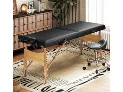 Massageliege Kunstleder Holz 215L x 70B x 61-86H cm Schwarz*HOMCOM Clearance