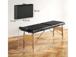 Massageliege Kunstleder Holz 215L x 70B x 61-86H cm Schwarz*HOMCOM Clearance