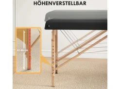 Massageliege Kunstleder Holz 215L x 70B x 61-86H cm Schwarz*HOMCOM Clearance