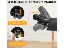 Massageliege Kunstleder Holz 215L x 70B x 61-86H cm Schwarz*HOMCOM Clearance