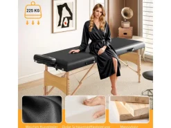 Massageliege Kunstleder Holz 215L x 70B x 61-86H cm Schwarz*HOMCOM Clearance