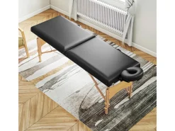 Massageliege Kunstleder Holz 215L x 70B x 61-86H cm Schwarz*HOMCOM Clearance