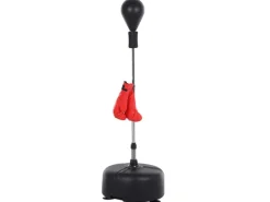 HOMCOM Fitnessgeräte|Punchingball-Set Stahl PU PE Schwarz Rot Ø48 x H136-154 cm