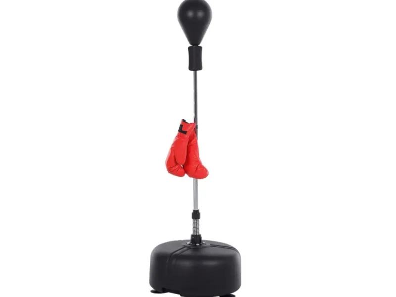 HOMCOM Fitnessgeräte|Punchingball-Set Stahl PU PE Schwarz Rot Ø48 x H136-154 cm