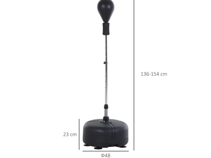 HOMCOM Fitnessgeräte|Punchingball-Set Stahl PU PE Schwarz Rot Ø48 x H136-154 cm