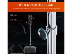 HOMCOM Fitnessgeräte|Punchingball-Set Stahl PU PE Schwarz Rot Ø48 x H136-154 cm