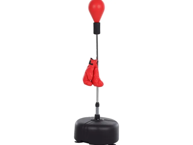 HOMCOM Fitnessgeräte|Punchingball-Set Stahl Kunstleder Rot Ø48 x H136-154 cm
