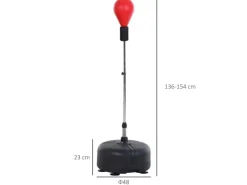 HOMCOM Fitnessgeräte|Punchingball-Set Stahl Kunstleder Rot Ø48 x H136-154 cm