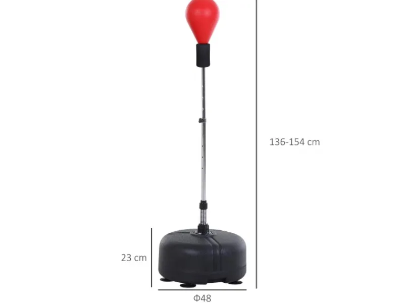 HOMCOM Fitnessgeräte|Punchingball-Set Stahl Kunstleder Rot Ø48 x H136-154 cm