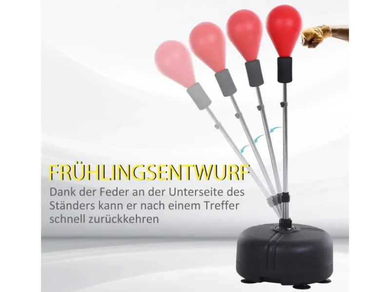 HOMCOM Fitnessgeräte|Punchingball-Set Stahl Kunstleder Rot Ø48 x H136-154 cm