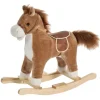 HOMCOM Outdoor-Spielzeug|Schaukelpferd mit Tiergeräusche Haltegriffe Plüsch