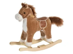 HOMCOM Outdoor-Spielzeug|Schaukelpferd mit Tiergeräusche Haltegriffe Plüsch