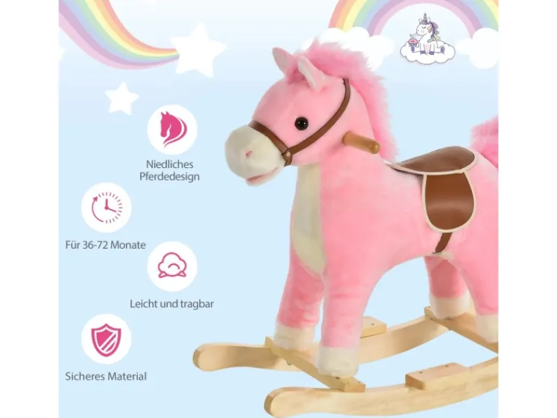 HOMCOM Outdoor-Spielzeug|Schaukelpferd mit Tiergeräusche Haltegriffe