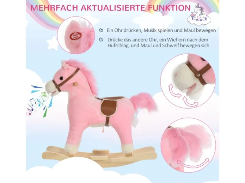 HOMCOM Outdoor-Spielzeug|Schaukelpferd mit Tiergeräusche Haltegriffe
