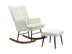 HOMCOM Balkonmöbel|Schaukelstuhl mit Hocker Leinenoptik