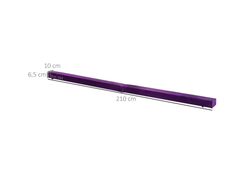 HOMCOM Fitnessgeräte|Schwebebalken Kiefernholz Polyester Violett 210L x 10B x 6,5H cm