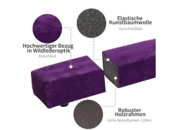 HOMCOM Fitnessgeräte|Schwebebalken Kiefernholz Polyester Violett 210L x 10B x 6,5H cm
