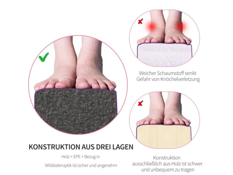 HOMCOM Fitnessgeräte|Schwebebalken Kiefernholz Polyester Violett 210L x 10B x 6,5H cm