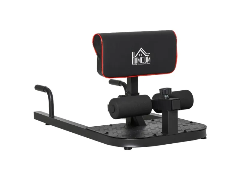 HOMCOM Fitnessgeräte|Sissy Squat Kniebeugentrainer Verstellbar Stahl Schwarz 50 x 97 x 44,5-56,5cm