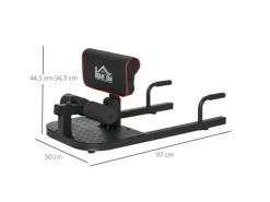 HOMCOM Fitnessgeräte|Sissy Squat Kniebeugentrainer Verstellbar Stahl Schwarz 50 x 97 x 44,5-56,5cm