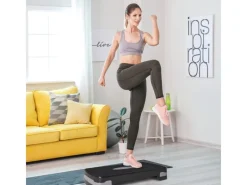 HOMCOM Sportgeräte|Fitnessgeräte|Steppbrett Aerobic Kunststoff Schwarz Grau 68L x 29B x 15Hcm