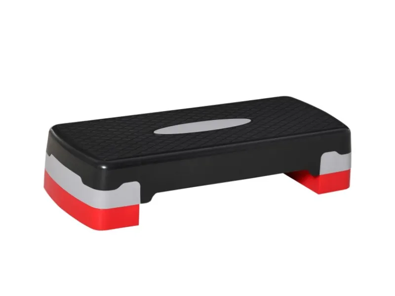 Steppbrett Kunststoff Schwarz+Grau+Rot 68L x 29B x 15Hcm*HOMCOM Hot