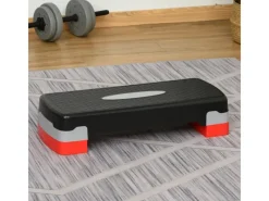 Steppbrett Kunststoff Schwarz+Grau+Rot 68L x 29B x 15Hcm*HOMCOM Hot