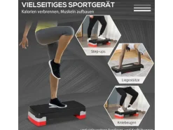 Steppbrett Kunststoff Schwarz+Grau+Rot 68L x 29B x 15Hcm*HOMCOM Hot