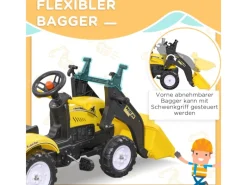 Kinder HOMCOM Kinder-Gartengeräte|Quads|Trettraktor mit Anhänger Schaufel