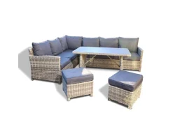 Gartenmöbel-Set Bahia 6-tlg. Polyrattan Grau inkl. Abdeckung*Home Deluxe Clearance