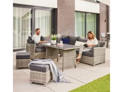 Gartenmöbel-Set Bahia 6-tlg. Polyrattan Grau inkl. Abdeckung*Home Deluxe Clearance