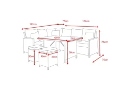 Gartenmöbel-Set Bahia 6-tlg. Polyrattan Grau inkl. Abdeckung*Home Deluxe Clearance