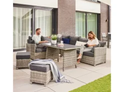 Gartenmöbel-Set Bahia 6-tlg. Polyrattan Grau inkl. Abdeckung*Home Deluxe Clearance