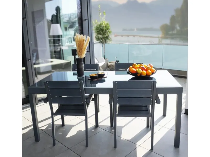 Gartentisch Sol Ausziehbar Glas Hellgrau 75 cm x 240 cm/180 cm x 90*Home Deluxe Clearance