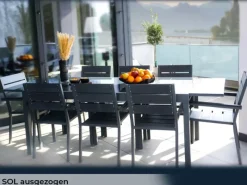 Gartentisch Sol Ausziehbar Glas Hellgrau 75 cm x 240 cm/180 cm x 90*Home Deluxe Clearance